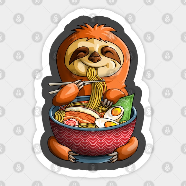 Kawaii Sloth Noodles Cute Anime Sloth Ramen Otaku Weeaboo Sticker by Blink_Imprints10